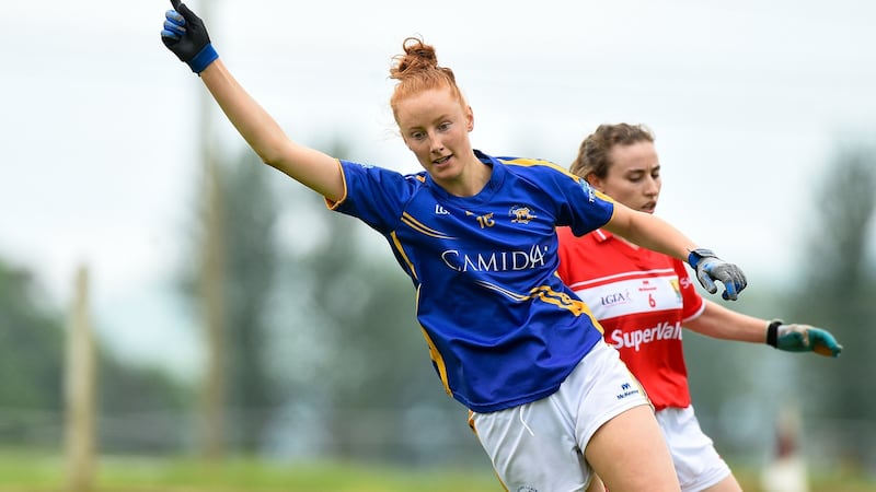 Tipperary’s Aishling Moloney celebrates her goal against Cork. Photograph: Matt Browne/Sportsfile