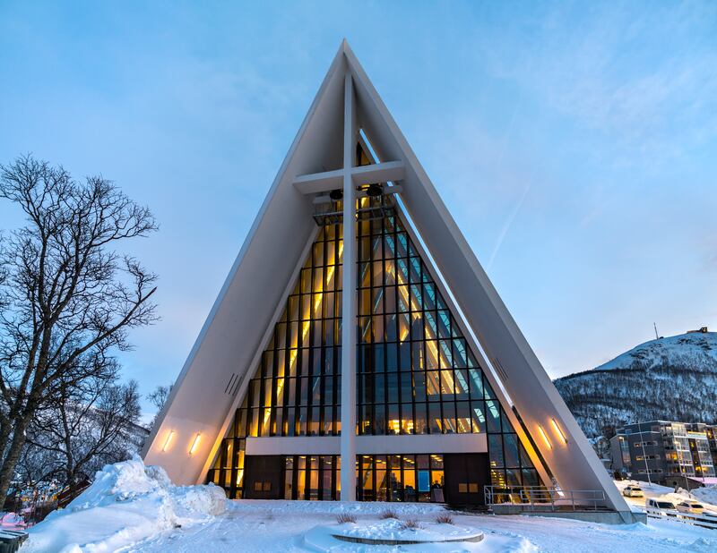 The Arctic Cathedral in Tromsø. There are plenty of activities on offer but no matter where you go in and around the city it is all about the stunning scenery