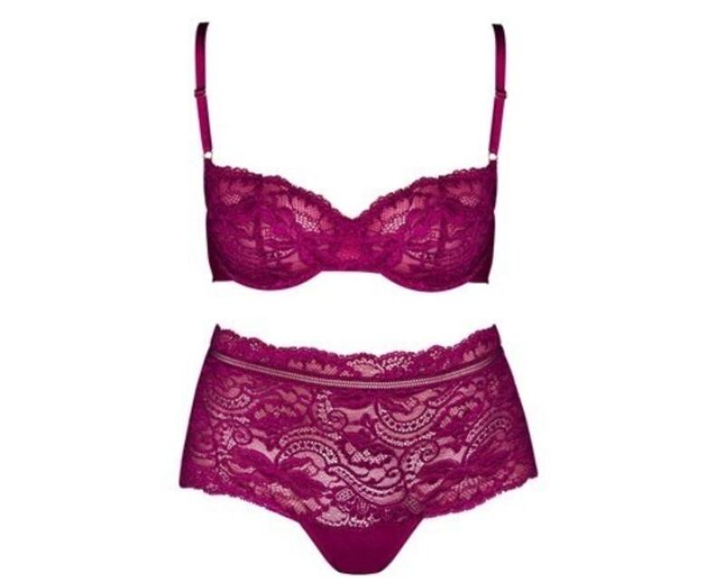 Andres Sarda Venus all lace burgundy bra €120 with culotte €95. Also comes in charcoal and blush. Susan Hunter, Westbury Mall