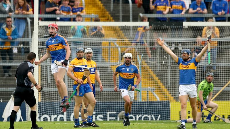 Tipperary’s Billy McCarthy celebrates scoring a goal against Clare during the Munster SHC at Semple Stadium in June 2018. Photograph: James Crombie/Inpho