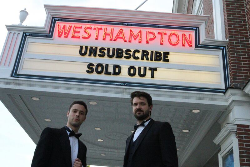 Unsubscribe: Eric Tabach and Christian Nilsson were their film’s whole cinema audience. Photograph: Eric Tabach