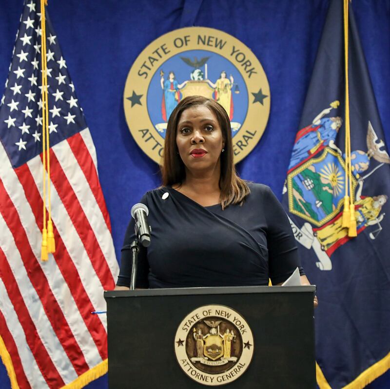 Letitia James: ‘Johnson & Johnson helped fuel this fire’. Photograph: New York State Attorney General’s Office via New York Times
