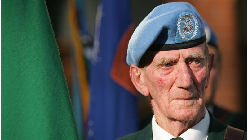 Sean Maher, who served with the UN in the Congo, in November 2008 at the UN Memorial Garden Arbour House for the annual wreath-laying ceremony organised by the Irish United Nations Veterans Association. Photograph: Bryan O’Brien