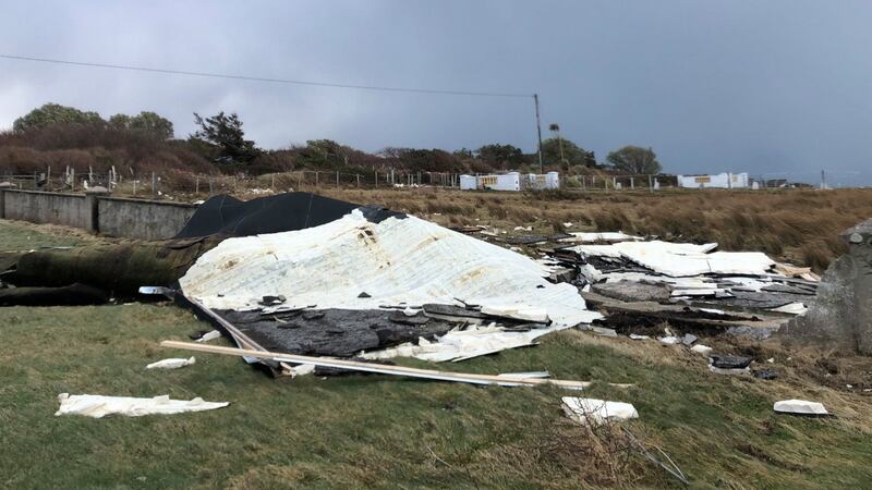 Remnants of part of the roof at Dooagh National School, Achill, Co Mayo. Photograph: Dooagh NS/Facebook