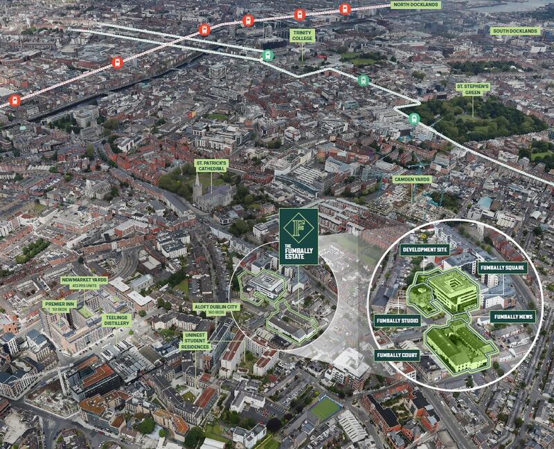 Aerial view of the Fumbally Estate