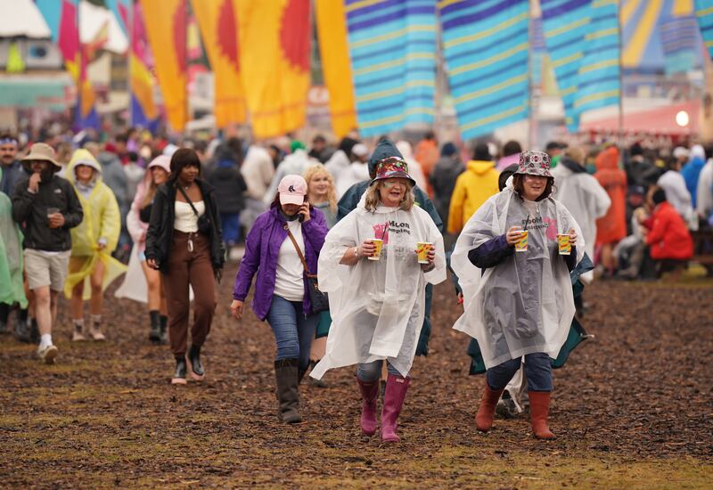Arriving for the second day of Electric Picnic. Photograph: Niall Carson/PA