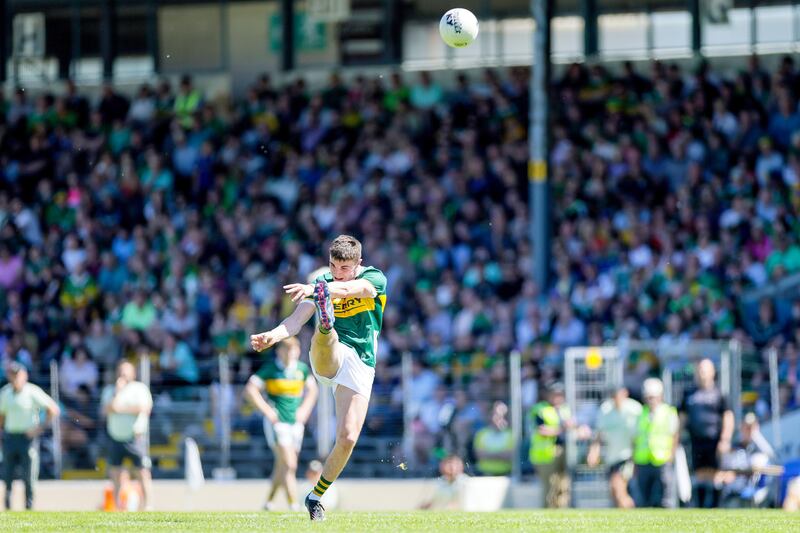Kerry's Seán O’Shea is capable of reeling off several scores if Donegal fail to deal with him. Photograph: Laszlo Geczo/Inpho