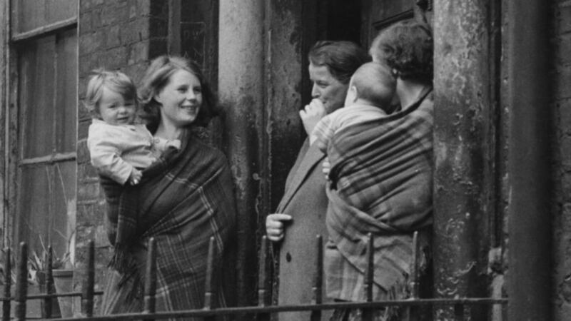 Mothers at the entrance to a tenement building in Dublin, circa 1945. Photograph: Picture Post/Hulton Archive/Getty