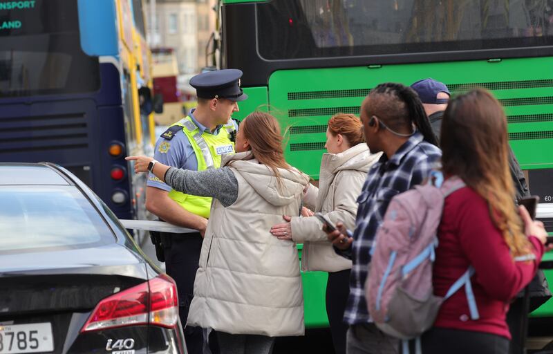 Parnell Square East remained cordoned off by midafternoon. Ambulances and fire appliances had left, leaving the scene in the hands of numerous gardaí and detectives. Photograph: Alan Betson


