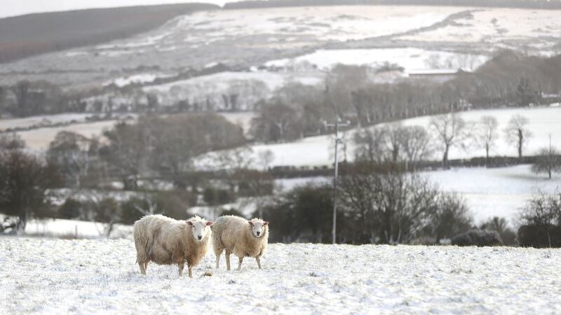 Snow-covered fields in Kilteel, Co Kildare, on Tuesday. Photograph: Niall Carson/PA Wire