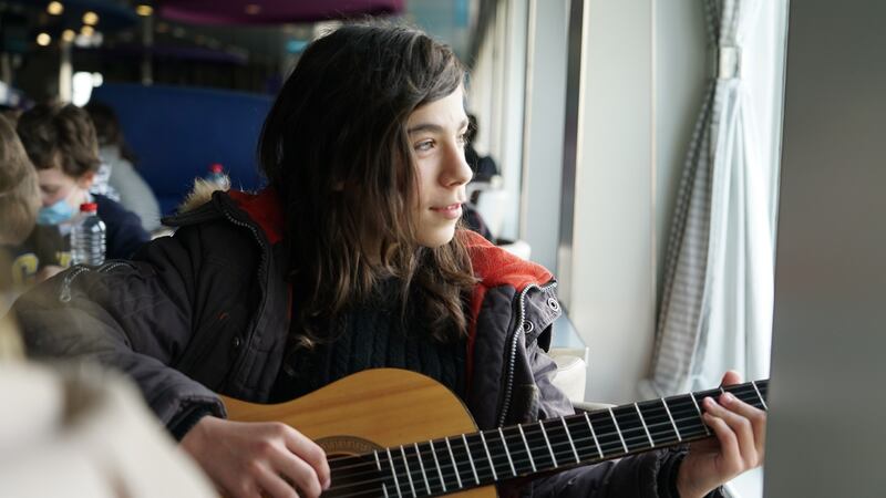 Boris Karpova (14) on the ferry from Roscoff to Cork. Photograph: Enda O’Dowd