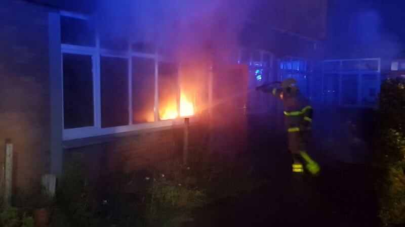 A weekend fire means St Anne’s Primary School in Tallaght will not open on Monday. Photograph: Dublin Fire Brigade via Twitter