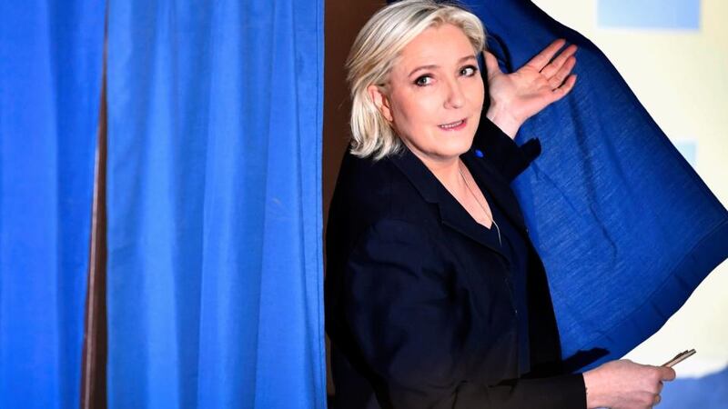 Front National leader Marine Le Pen casts her vote for the French elections on Sunday. Photograph: Jeff J Mitchell/Getty Images