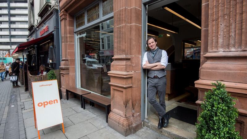 Karl Purdy of Coffee Angel in their Trinity Street coffee shop. Photograph: Brenda Fitzsimons