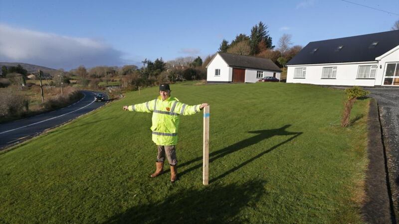 Martin Joyce in his front lawn where it is proposed to build the N59 at Glengowla. Photograph: Joe O’Shaughnessy