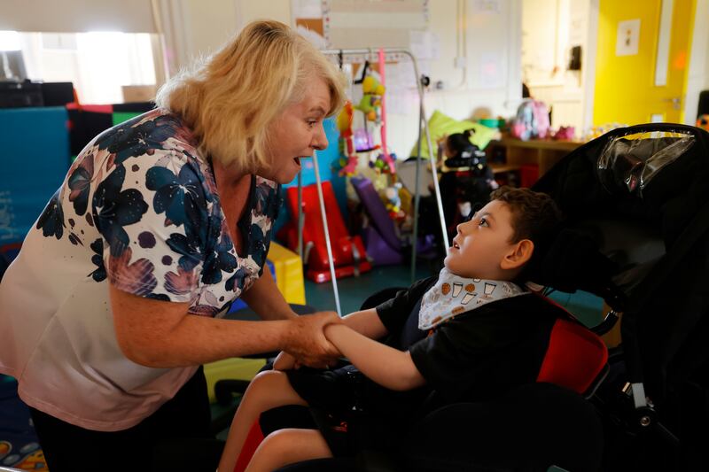 Fran Clarke, Early Years educator, with Jackson at the Montessori of the Childvision Campus. Photograph: Alan Betson