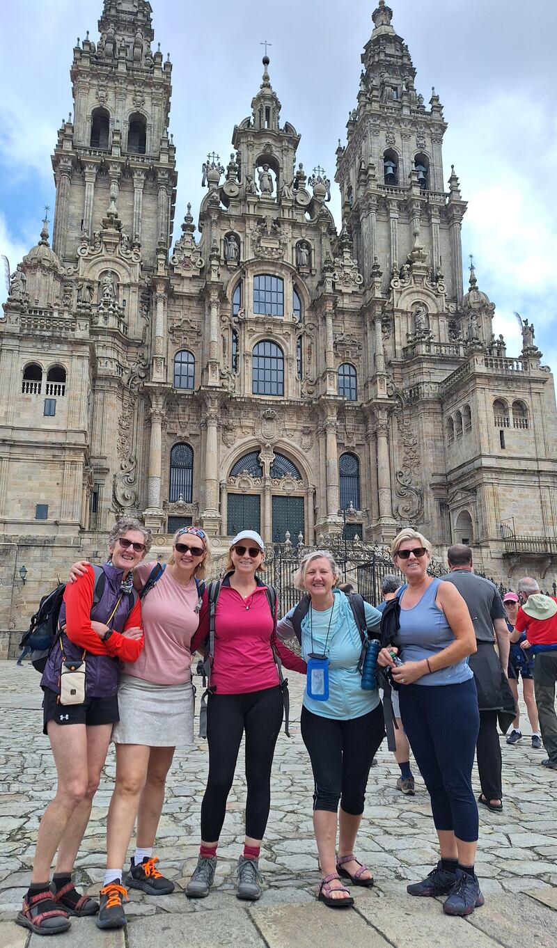 At the end of the Camino: Sisters Mag Kirwan, Jo Donohoe, Cathy Hoyne, Miriam Donohoe and Louise Kiernan