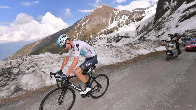 Team Sky rider  Chris Froome  in action during Stage 19 of the  Giro d’Italia from Venaria Reale to Bardonecchia. Photograph: Tim de Waele/Getty Images