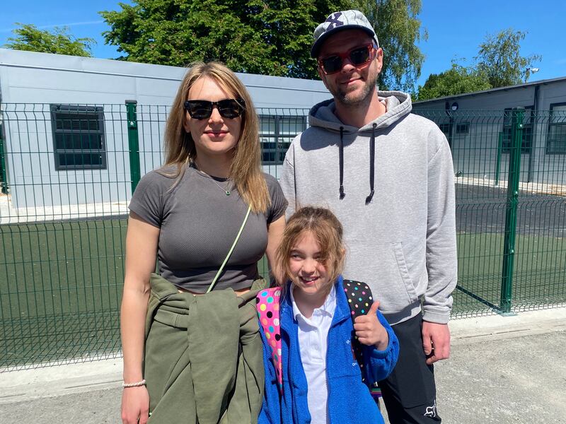 Fedor and Anastasia Ozhog from Greystones, Co Wicklow, and their daughter, eight-year-old Amelie. Anastasia says she is 'worried about social media'. 