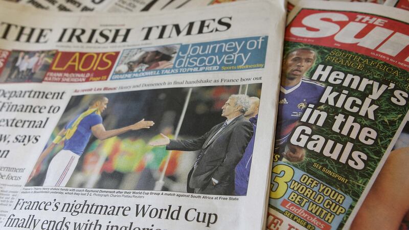 The front page of the Irish Times on June 23rd 2010. Photograph: Peter Muhly/AFP/Getty