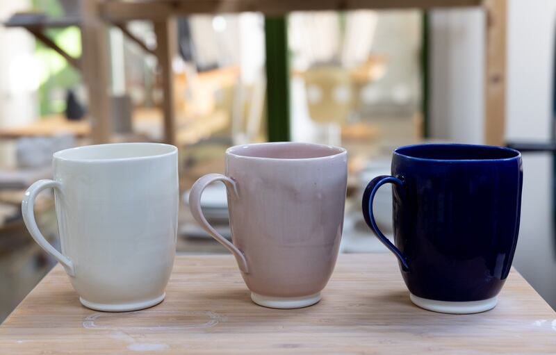 Mugs made by Babs Belshaw in her pottery studio in Blackheath Pottery, Coleraine, Co Derry. Photograph: Joe Dunne