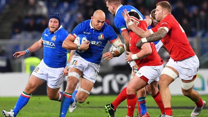 Sergio Parisse  of Italy in action during their Six Nations match against Wales at Olimpico Stadium in Rome. Photograph: Alessandro Di Meo/EPA