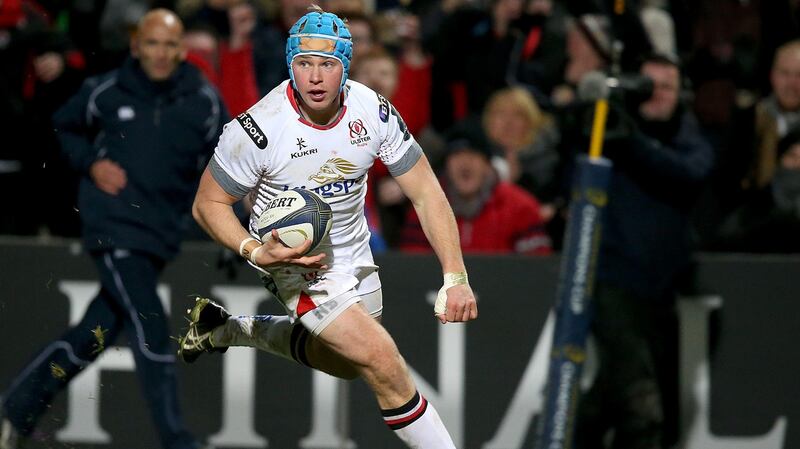 Luke Marshall scores a try for Ulster against Toulouse. Photograph: Dan Sheridan/Inpho