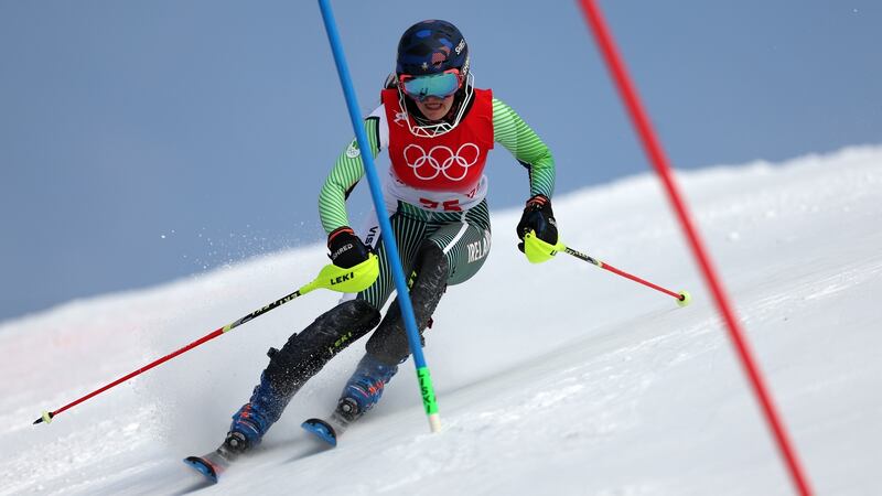 Tess Arbez of Team Ireland during the Women’s Slalom Run 2 on Wednesday. Photograph: Sean M. Haffey/Getty Images