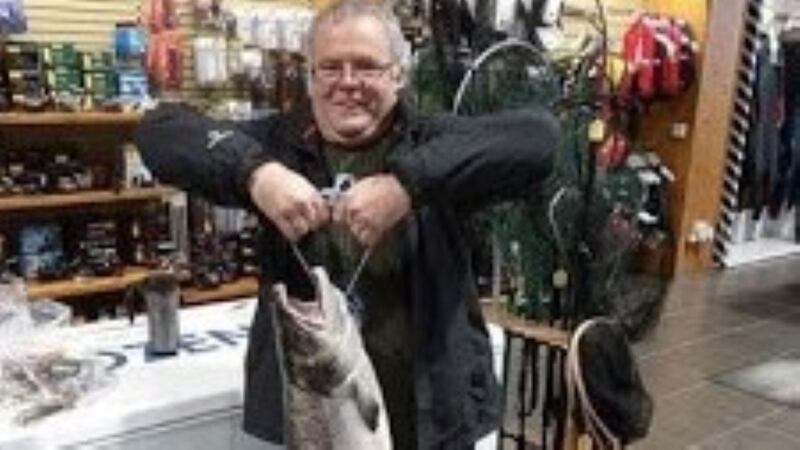 Paudie Hubbert from Tralee with his specimen salmon of 22lb from the River Laune in Co Kerry. Photograph: Vincent Appelby