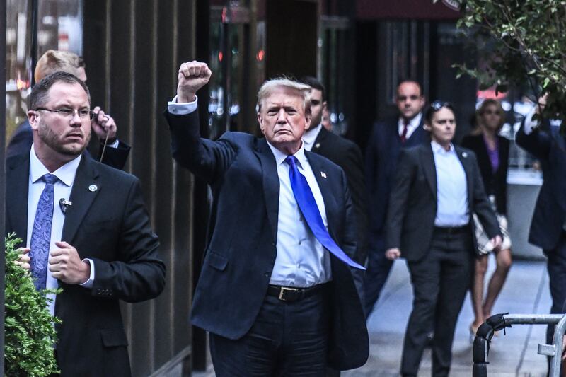 Trump arrives at Trump Tower after being convicted on Thursday. Photograph: Stephanie Keith/Getty