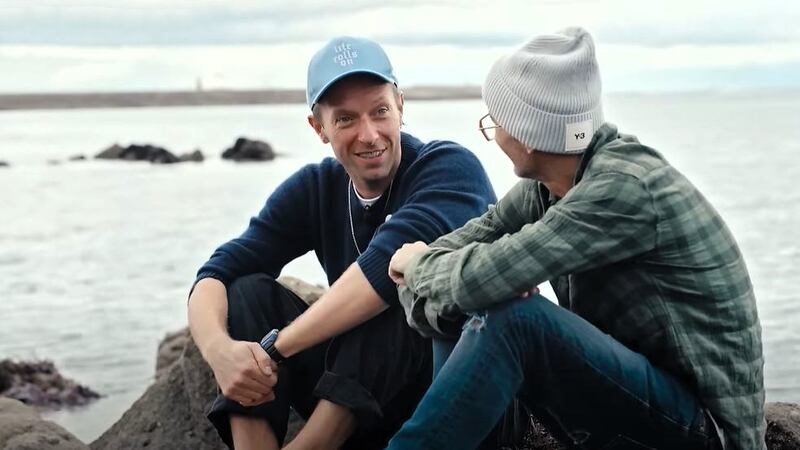 Chris Martin of Coldplay and Zane Lowe in Dublin. Photograph: Apple Music