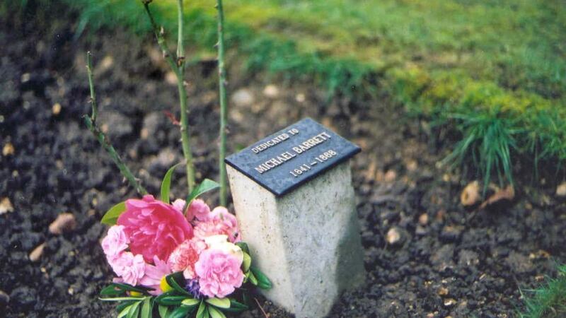 A memorial to Michael Barrett erected by the National Graves Association
