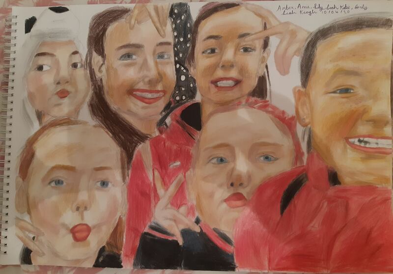 Leah Keogh, aged 12.
'Missing all my friends during  this lockdown...that's me 2nd from left in back row.'