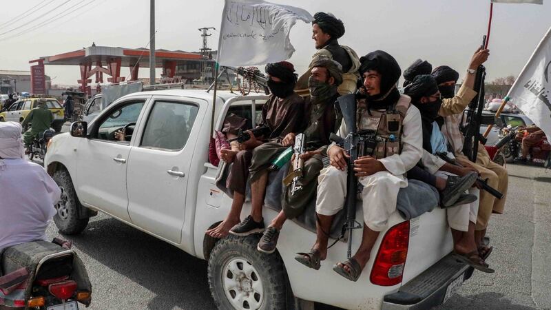 Taliban fighters patrol in Kandahar, Afghanistan. Photograph: Stringer/EPA