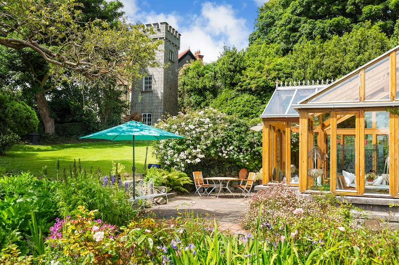 Sunroom, gardens and Spite Tower