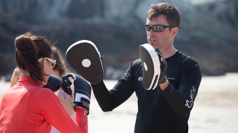 Barbara Ennis with Donncha O’Brien in a boxercise workout