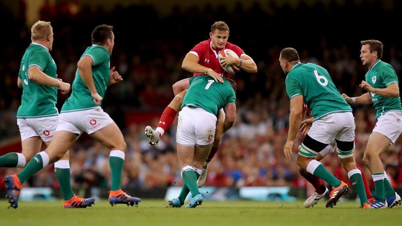 Dave Kilcoyne tackles Hallam Amos during Ireland’s warm-up victory. Photograph: James Crombie/Inpho