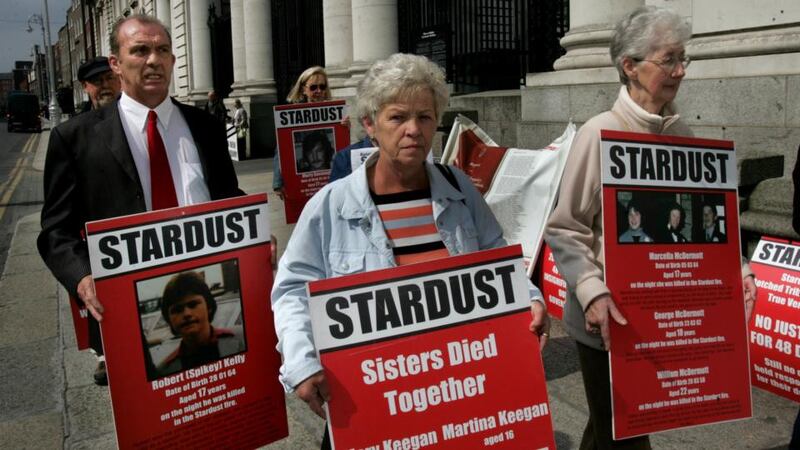 Relatives of Stardust fire victims protesting outside Government Buildings in 2007. Photograph: Matt Kavanagh