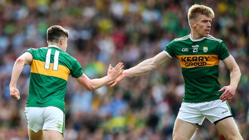 Tommy Walsh (R), officially at least, won’t start the All-Ireland final replay. Photograph: James Crombie/Inpho