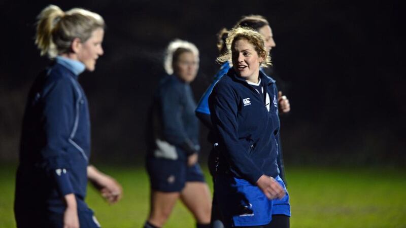 Fiona Coghlan, captain, at Ireland’s Women’s Rugby squad training  at Anglesea Road , Dublin. Photograph:  Eric Luke