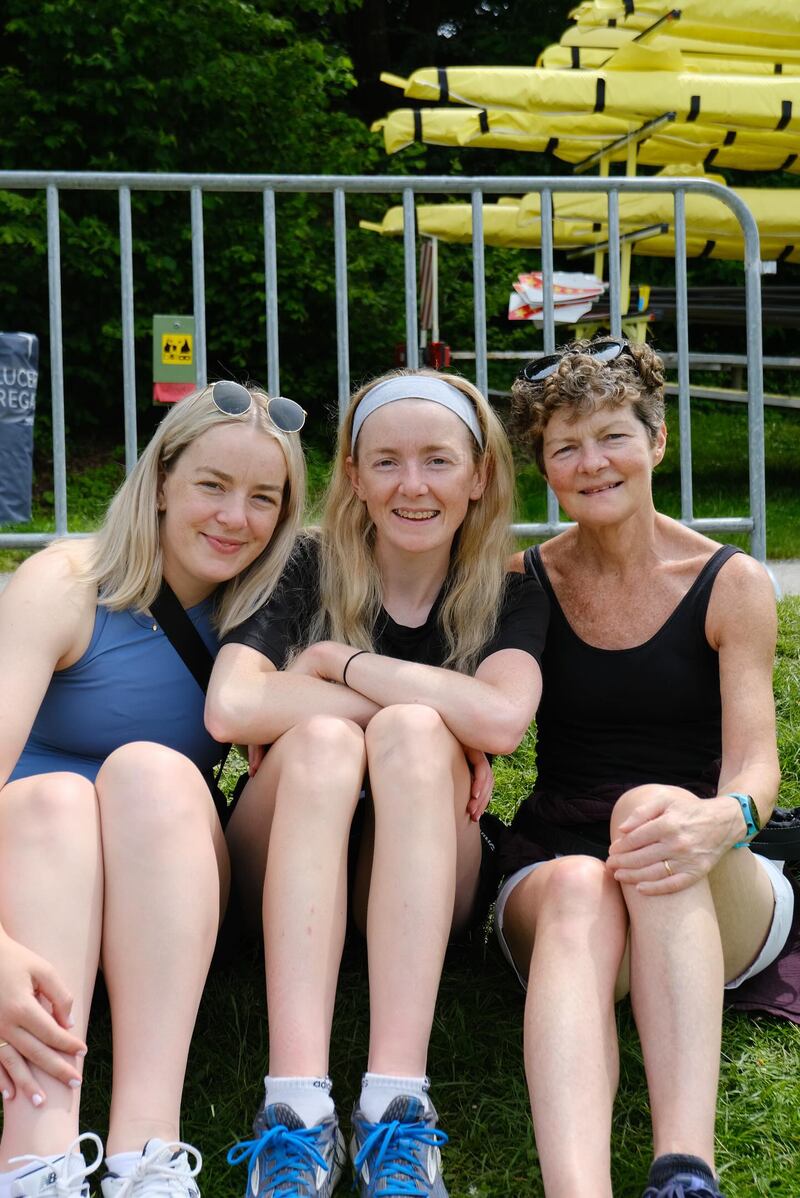 Niamh and Aoife Casey with their mother Eleanor at the 2024 World Rowing Cup II in Lucerne