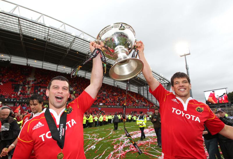Denis Leamy and Donncha O'Callaghan played alongside each other for Munster and Ireland. Photograph: Billy Stickland/Inpho