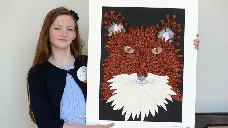 Emma Seckington, Arklow, at the 64th Texaco Children’s Art Competition awards ceremony held in The Royal Hospital Kilmainham, Dublin. Photograph: Dara Mac Dónaill