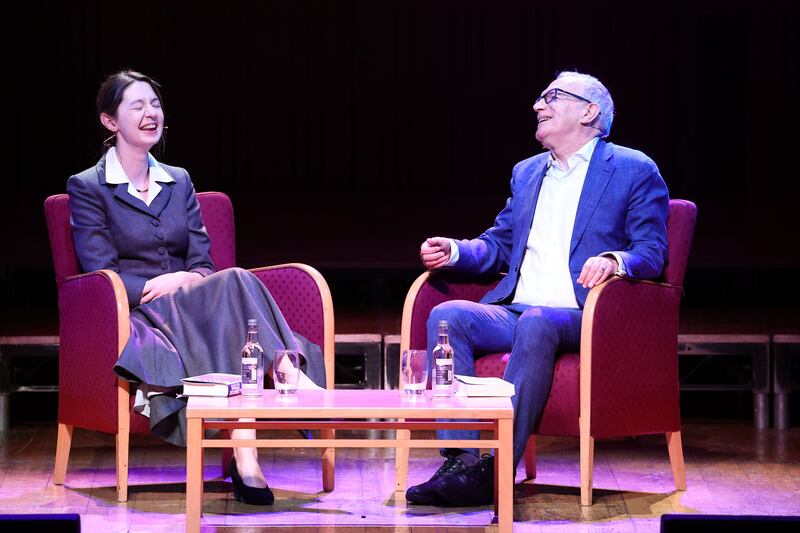 Sally Rooney in conversation with Fintan O'Toole at the National Concert Hall last Saturday. Photograph: Faber & Faber