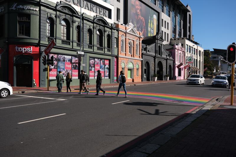 Rainbow crossing for Cape Town’s LGBTQ+ district, at Green Point. Photograph: Getty