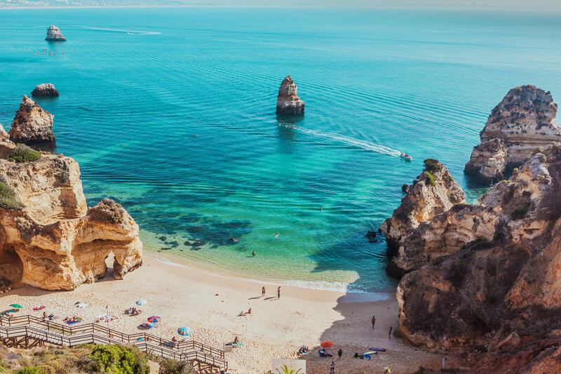 The beautiful Lagos beach in Algarve. PhotographL: Carol Yepes/Getty Images