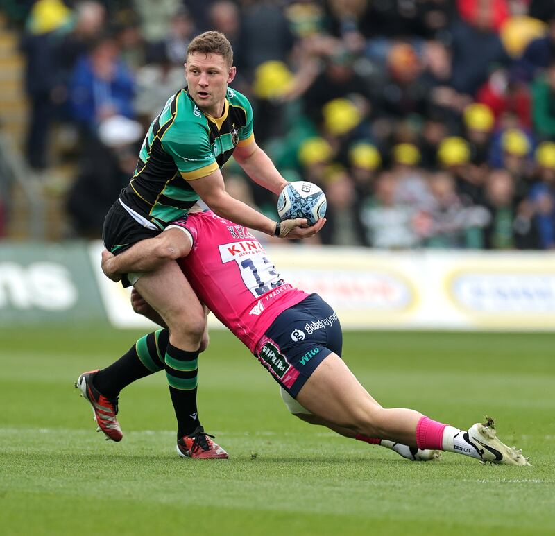 Fraser Dingwall of Northampton Saints in action against Leicester: 'Recent history shows it [the double] is possible and I don’t see any reason why we couldn’t do it . . .' Photograph: David Rogers/Getty Images