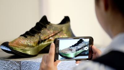 The launch of the Nike Zoom Vaporfly Elite Flyprint in London last April. Photograph: Patrik Lundin/Getty Images