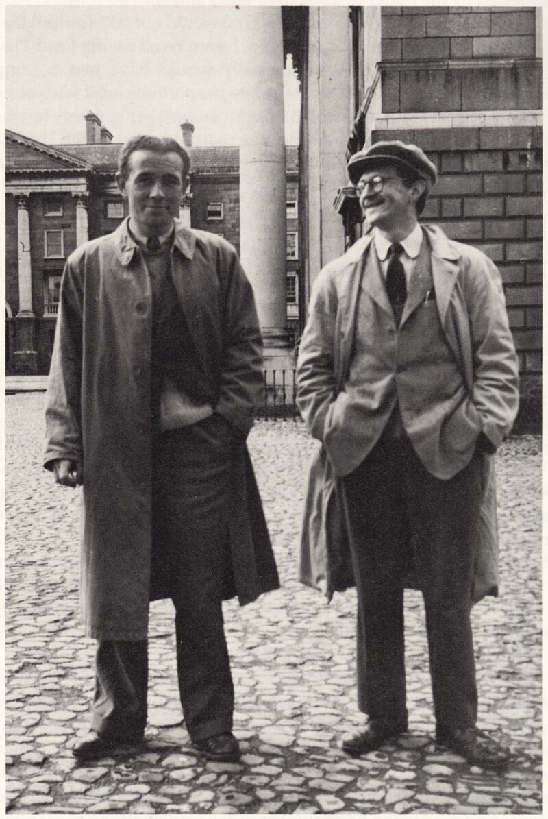 Dubliner Tony McInerney and Arthur Kenneth Donoghue, formerly a classics scholar at Harvardm, inTrinity’s Front Square. Photograph:  Courtesy JP Donleavy archive