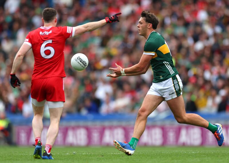 David Clifford: spent long periods out around the 45 metre line during the game against Derry. Photograph: James Crombie/Inpho 